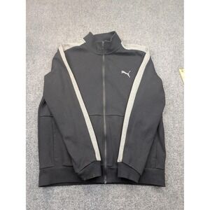 Puma Jacket Mens Large Black Track Full Zip Mesh Lined Performance Activewear